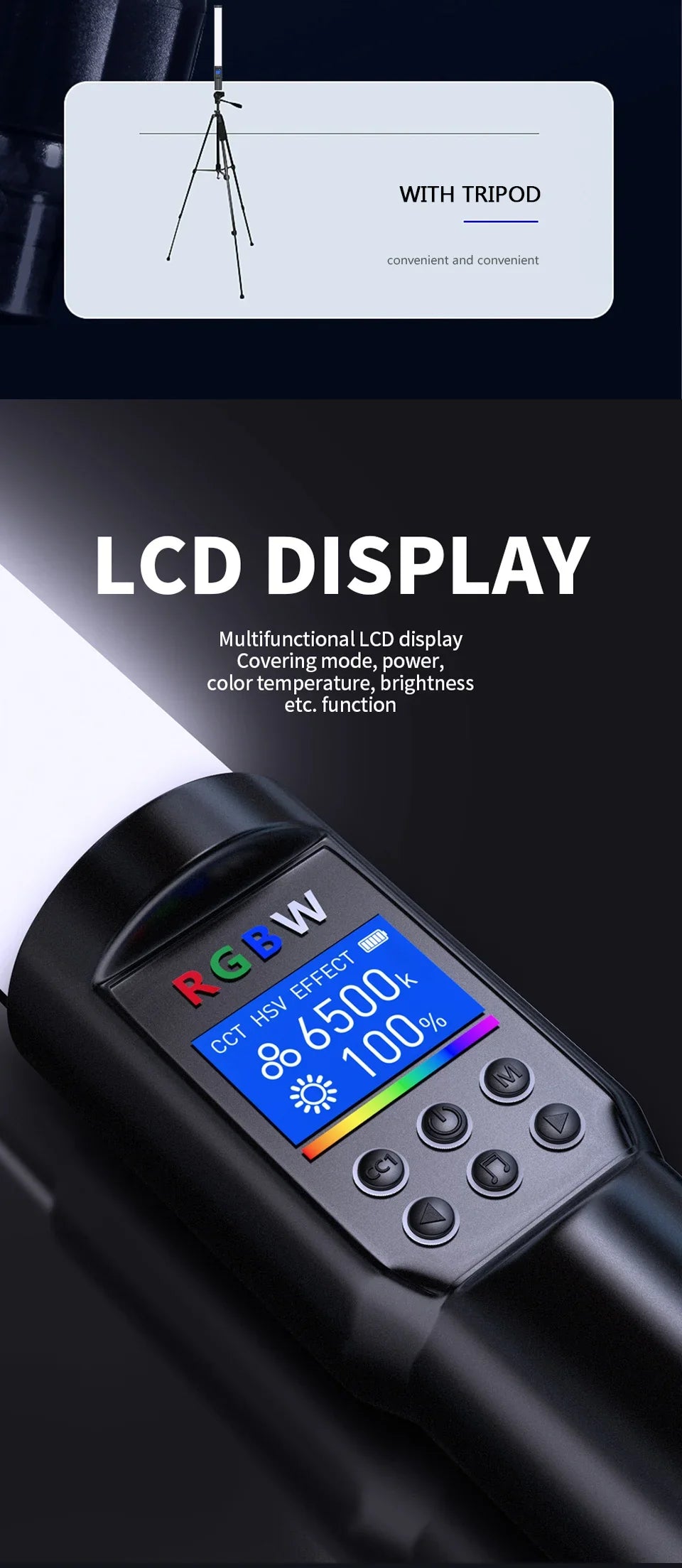 RGB Photography Video Light Stick – Colorful LED Wand with Tripod Stand for Party, Fill Light, and Speedlight