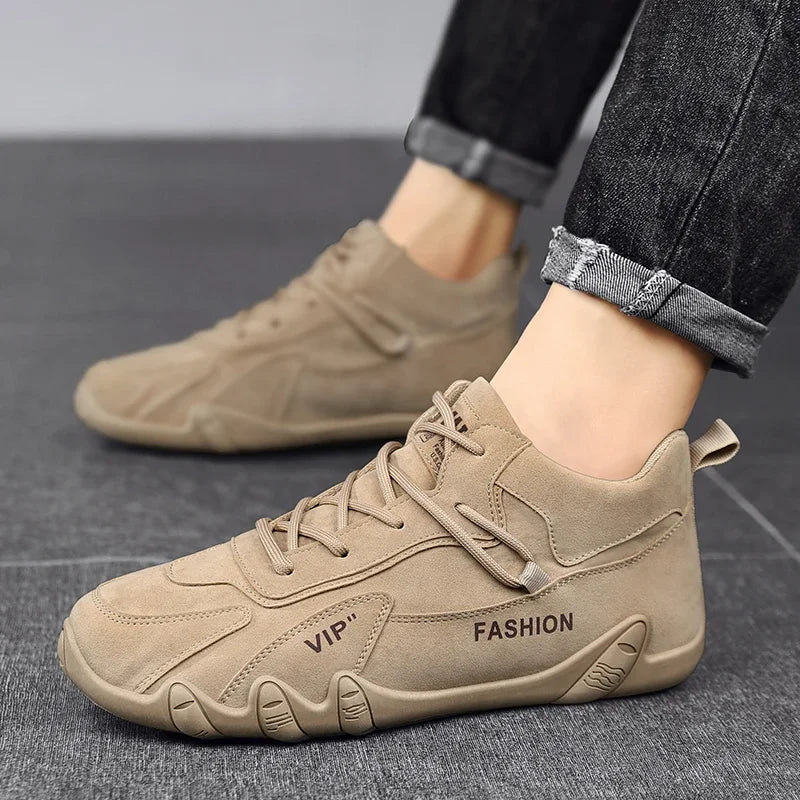 2024 Men’s Spring Ankle Boots – Casual Lace-Up Khaki Sneakers, Non-Slip Work Shoes & Loafers