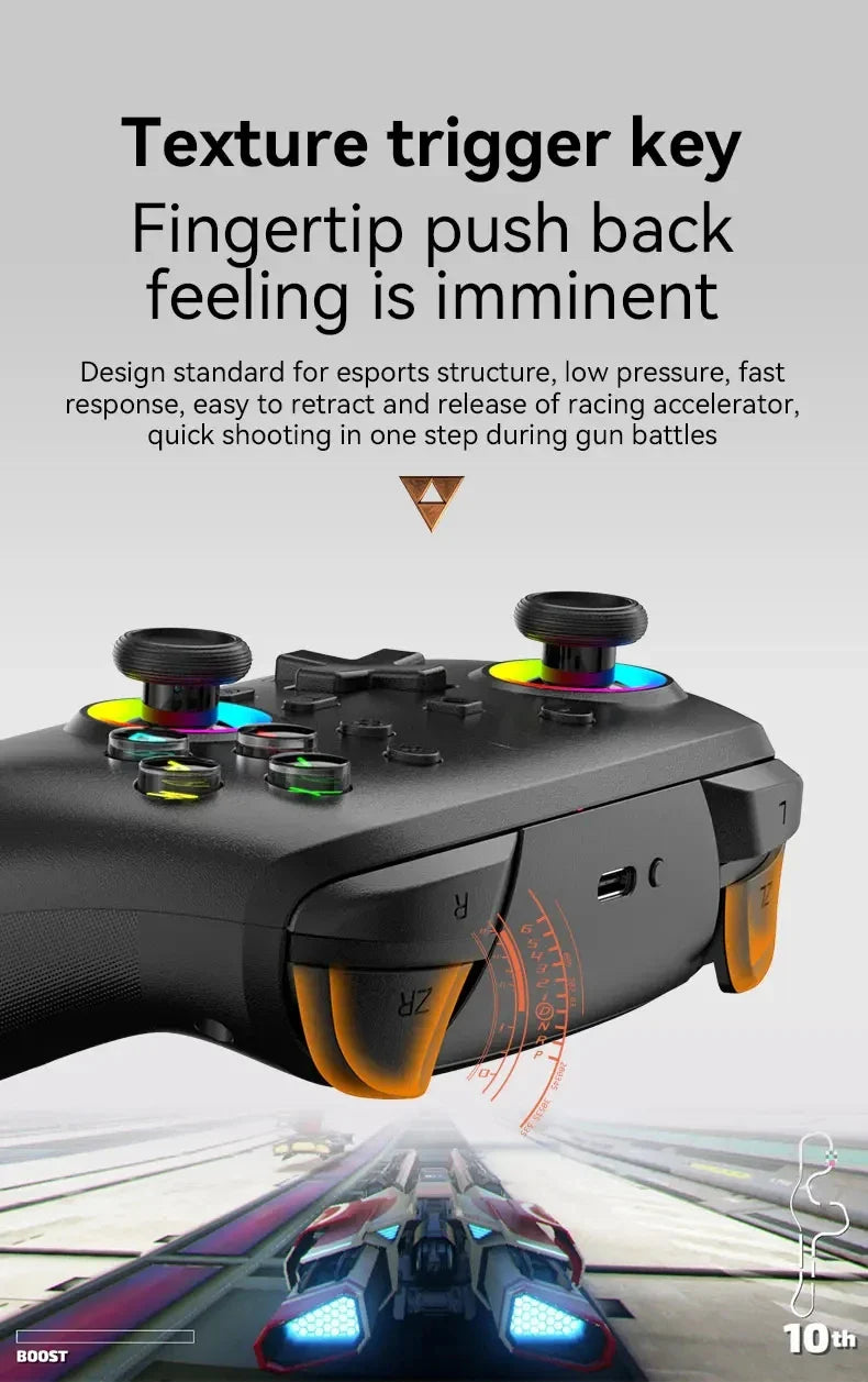 Wireless Pro Gamepad Controller for Nintendo Switch OLED/Lite & Elite – Bluetooth 6-Axis Joystick for PC & Steam Deck