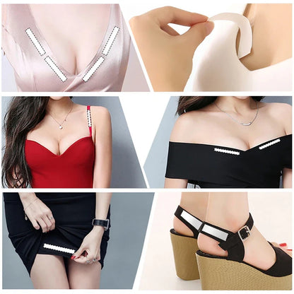 50pcs Clear Lingerie Tape | Anti-slip Double-sided Body Adhesive | Safe Dress Cloth Tape for Skin and Bra | Invisible Safe Strip
