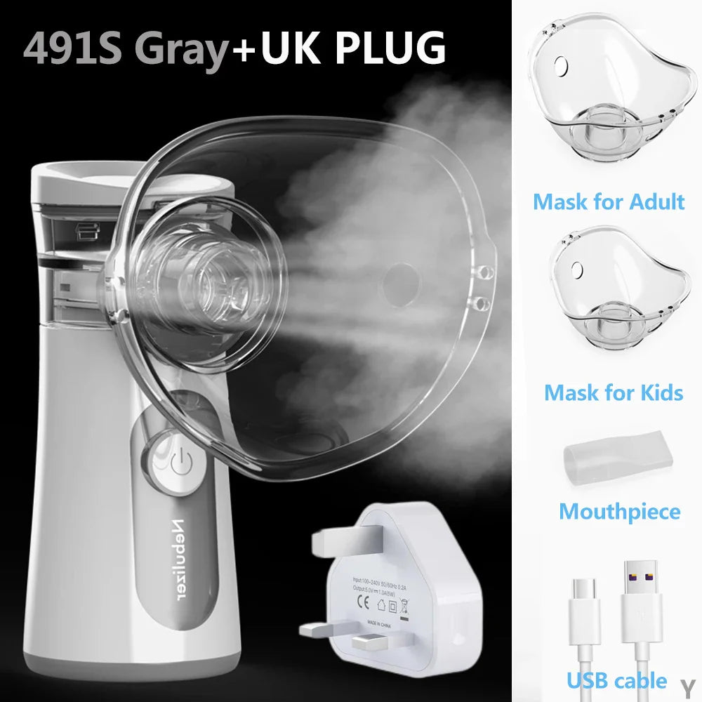 KIUZOU Silent Handheld Mesh Nebulizer – Portable Asthma Inhaler & Mini Humidifier for Kids & Adults