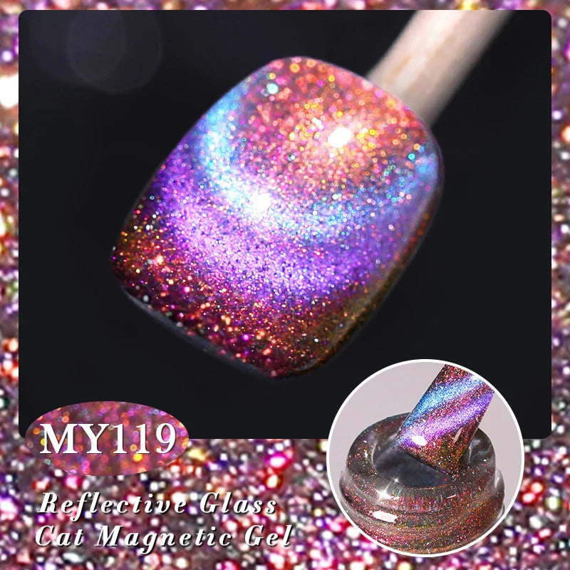BORN PRETTY Cat Magnetic Gel Nail Polish 117 Colors 10ml Full Coverage Semi-Permanent Soak-Off Nail Varnish for Salon Manicure Glitter Cat Eye Nails