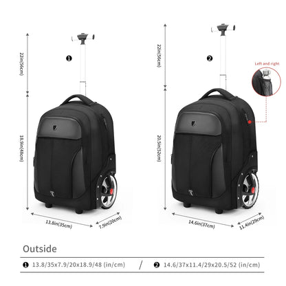 20-Inch Rolling Luggage Backpack – Large-Capacity Travel Suitcase with Wheels, Trolley Bag and Multifunctional Laptop Carry-On