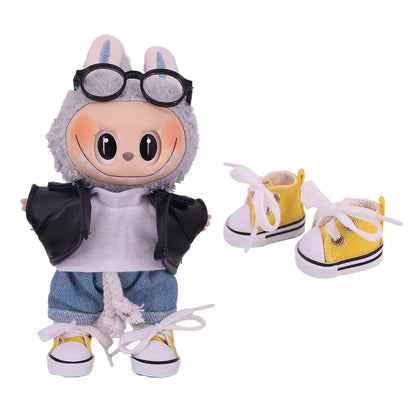 3.8cm Doll Canvas & Leather Shoes for 17cm Labubu Dolls – Cute Doll Clothes Accessories & Gift for Girls