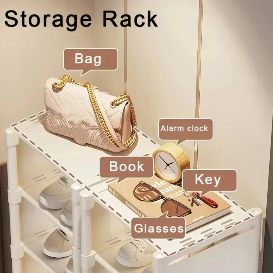 Multiple Layers Shoe Organizer Rack - Space-Saving Stackable Shelf for Wall Corner, Adjustable Shoe Storage Cabinet