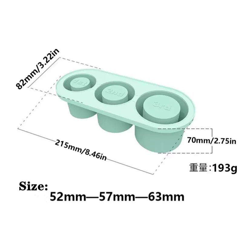3-Grid Silicone Ice Cube Tray for Stanley 30/40 oz Tumbler – Reusable Cylinder Ice Mold with Lid for Juice, Coffee & Drinks Storage