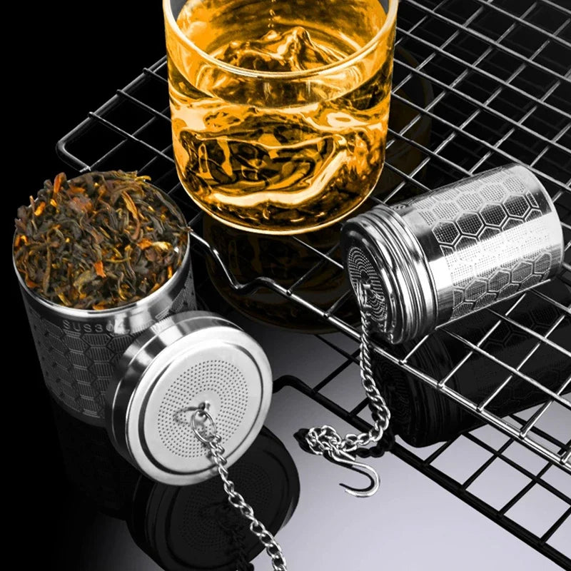 Stainless Steel Tea Infuser – Extra Fine Mesh Strainer for Loose Tea with Extended Chain Hook
