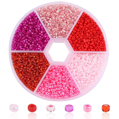 3900Pcs Glass Rice Beads Set - 6 Grid Box DIY Bracelet Necklace Jewelry Making Accessories