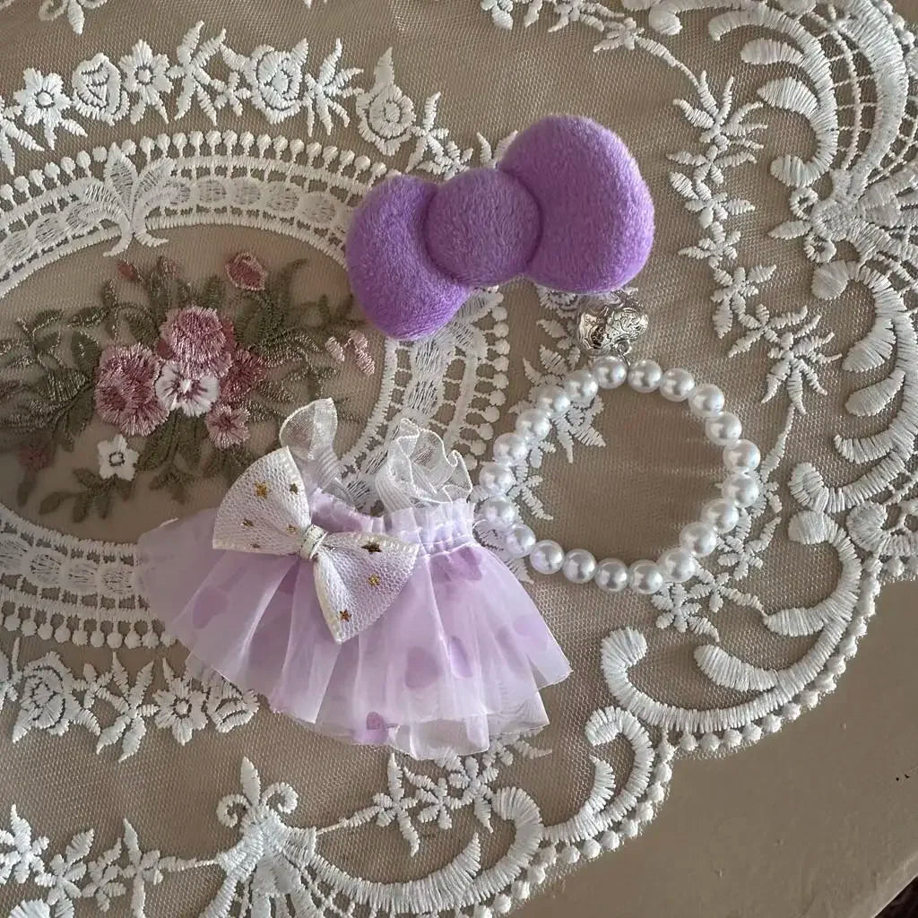 17cm Mini Plush Doll Outfit — K-Pop EXO Labubu Idol V2 Bow Princess Dress Accessories for Gift