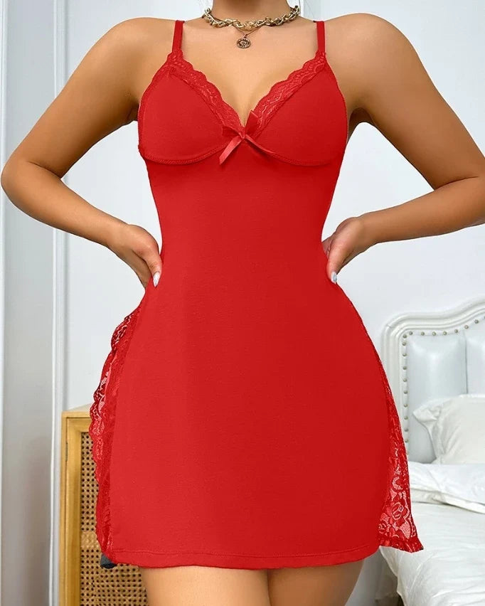 Plaid Lace Nightgown - Women's Crisscross Backless Sleeveless Summer Sleep Dress