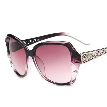 Fashionable Big Purple Sunglasses for Women - Luxury Brand Square Mirror Shades for Ladies