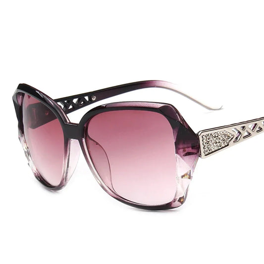 Fashionable Big Purple Sunglasses for Women - Luxury Brand Square Mirror Shades for Ladies