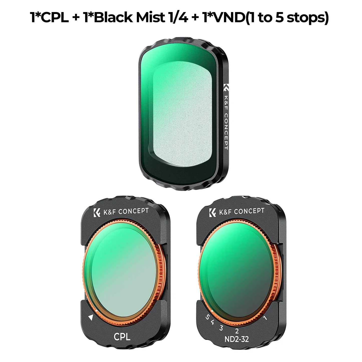 K&F Concept Filter Set for DJI Osmo Pocket 3 – UV, CPL, ND/PL, Black Mist, Star & 1.2X Wide-Angle Lens Effects