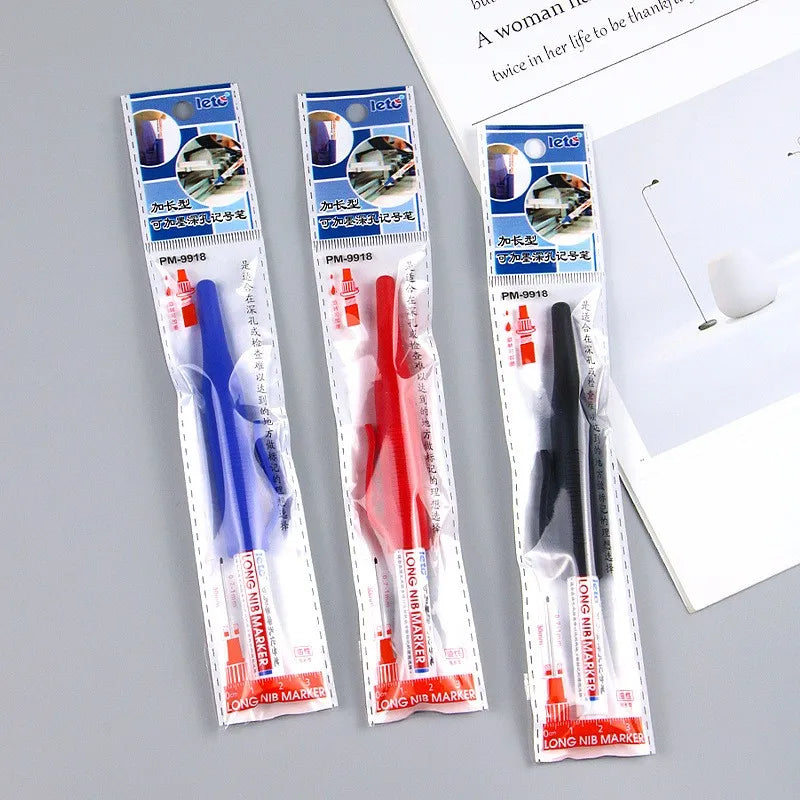 4Pcs/Set 30mm Deep Hole Long Nib Markers - Multi-Purpose Metal Perforating Pens for Waterproof Bathroom, Woodworking, and Decoration