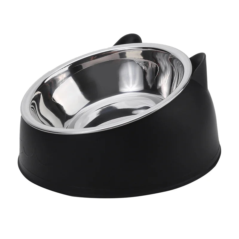 Inclined Cat & Dog Feeding Bowl – Stainless Steel Pet Food and Water Feeder