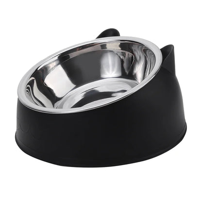 Inclined Cat & Dog Feeding Bowl – Stainless Steel Pet Food and Water Feeder