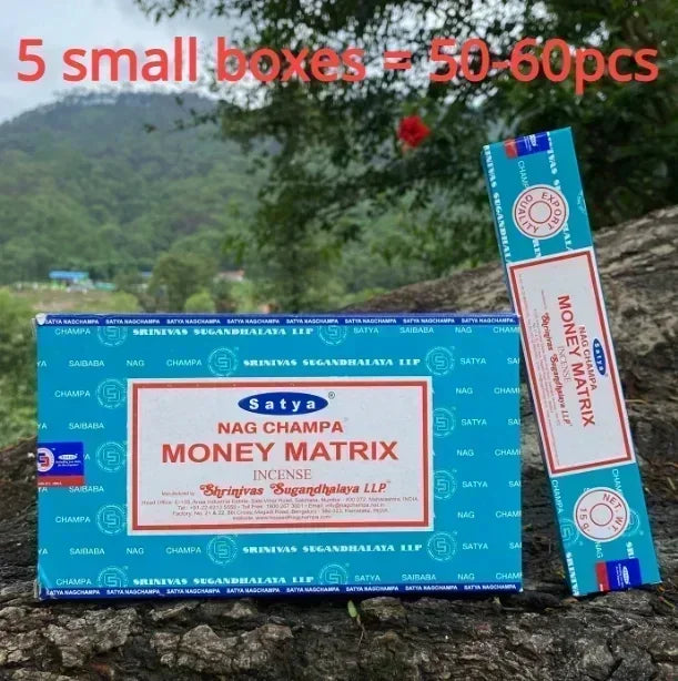5BOX NAG Champa Indian Incense Set – Satya Handmade Sticks with 6 Aromatic Scents for Home & Meditation