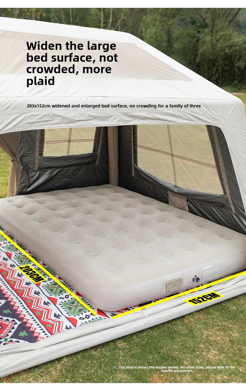 MOUNTAINHIKER 2025 Inflatable Air Mattress – PVC Glamping Sleeping Mat with Built-in Pump for 1-3 Persons