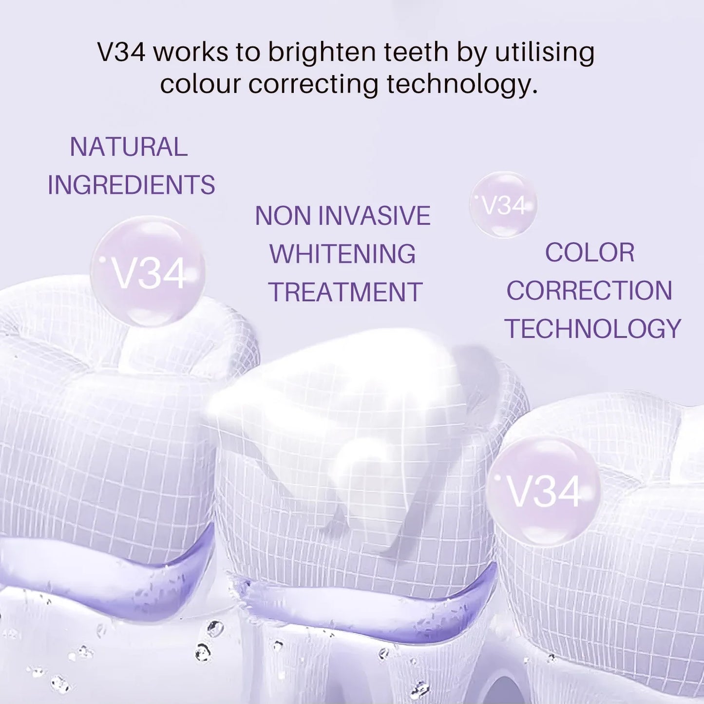 50ML V34 Purple Whitening Toothpaste – Brighten Teeth, Remove Stains & Foam Cleaning for Oral Care