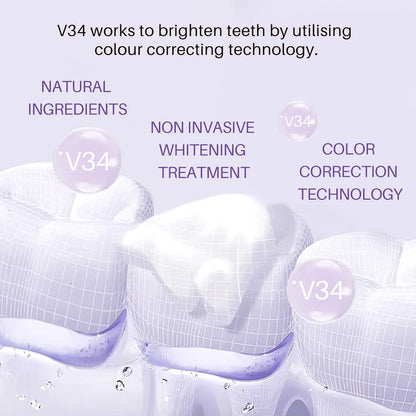 50ML V34 Purple Whitening Toothpaste – Brighten Teeth, Remove Stains & Foam Cleaning for Oral Care