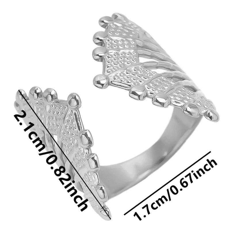 Stainless Steel Chunky Open Ring — Textured Vintage Lava Design for Men & Women