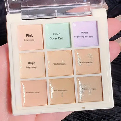 9 Color Flawless Concealer Palette – Waterproof, Sweatproof, Full Coverage for Spots, Acne, Dark Circles, Tear Grooves