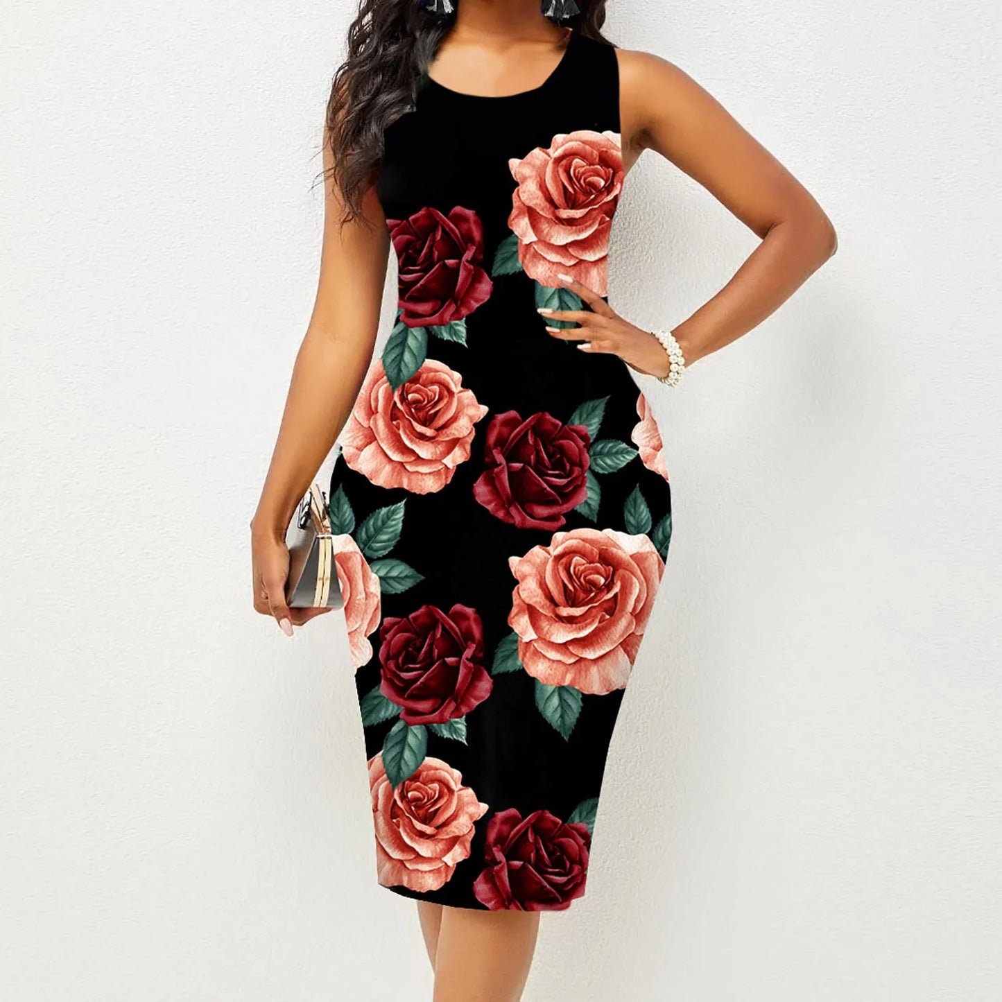 Women’s Spring & Summer Sleeveless Printed Wrap Hip Dress – New Fashion Elegant Casual Summer Outfit for Women