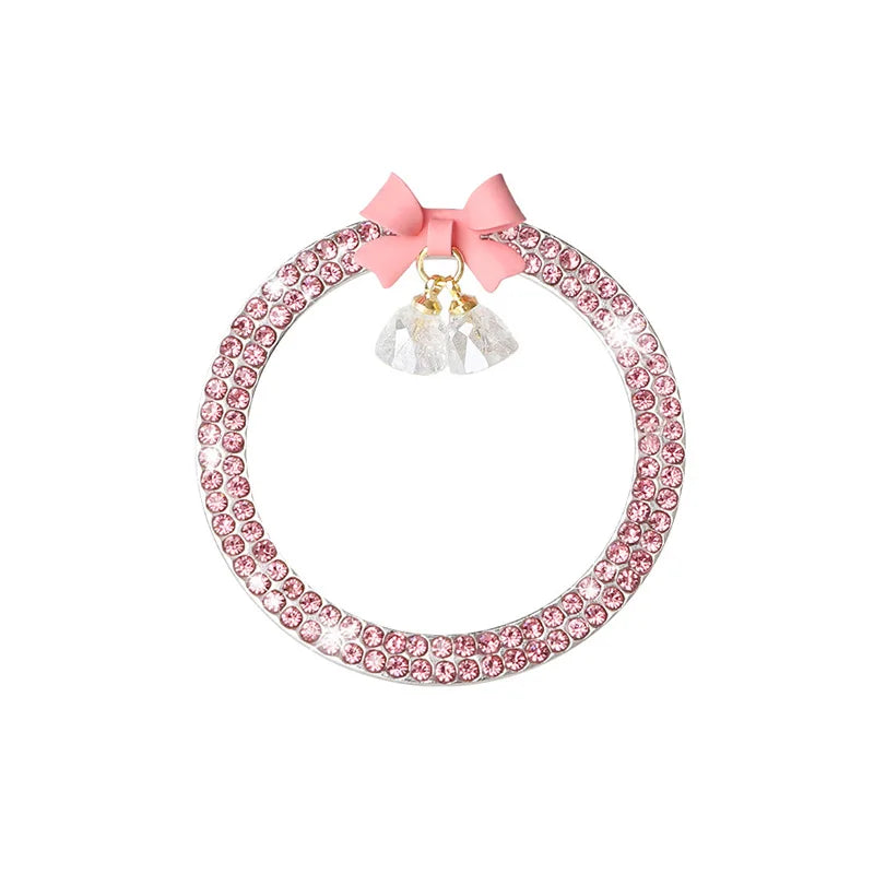 Rhinestone Bow Car Start Button Trim - Sparkling Diamond Decorative Ring Protective Cover for Auto Accessories