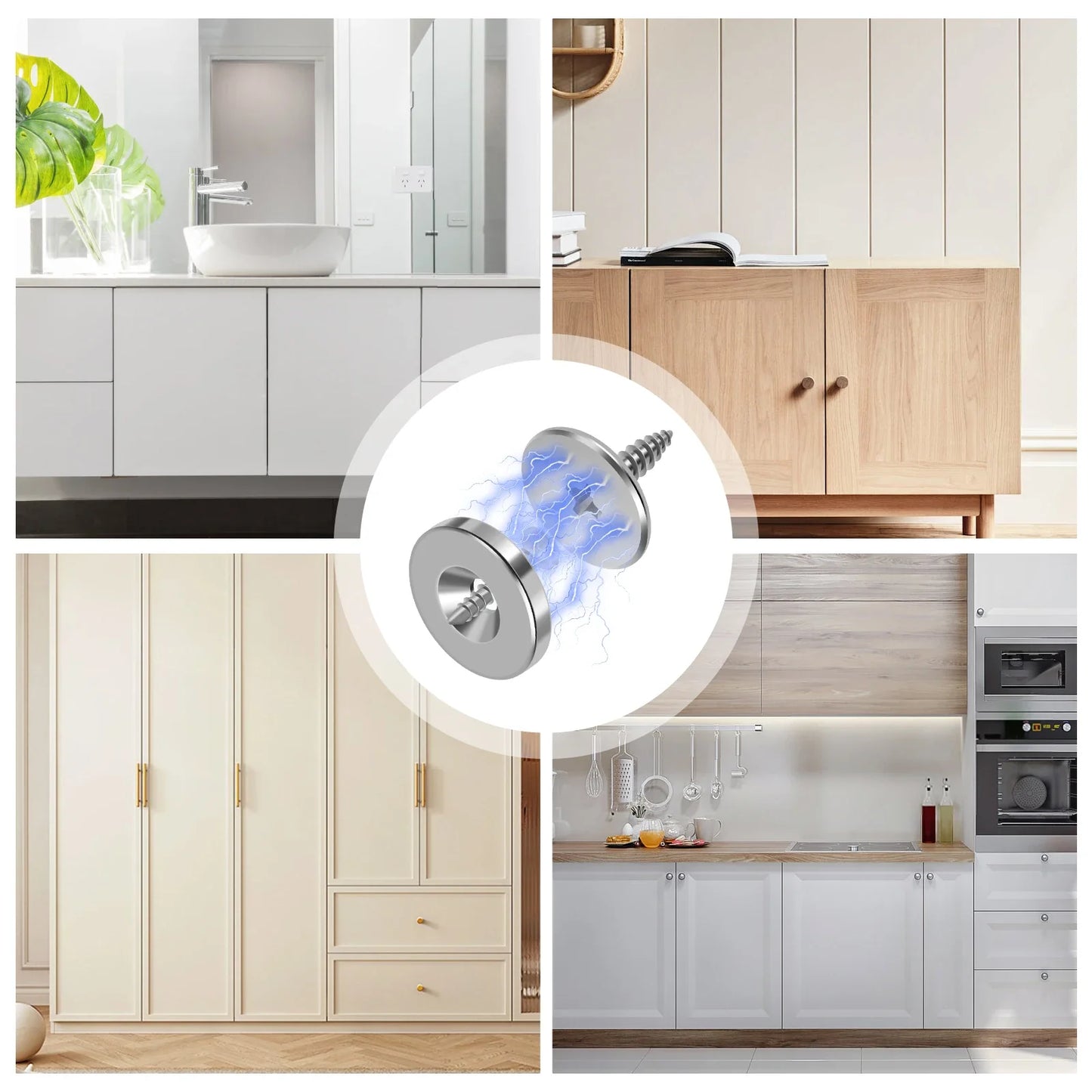 12Pcs Magnetic Cabinet Door Closure – Hidden Metal Catch for Closet & Cabinet Doors