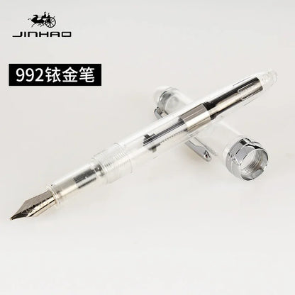 JINHAO 992 Fountain Pen 0.5mm — 12 Color Options, Silver Clip, Student Writing & Office Supplies