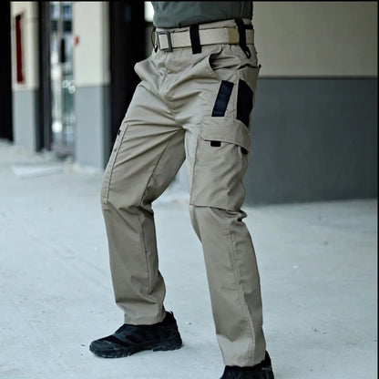 Men's Tactical Cargo Work Pants - Waterproof Multi-Pocket Outdoor Hiking Trousers for Spring & Autumn
