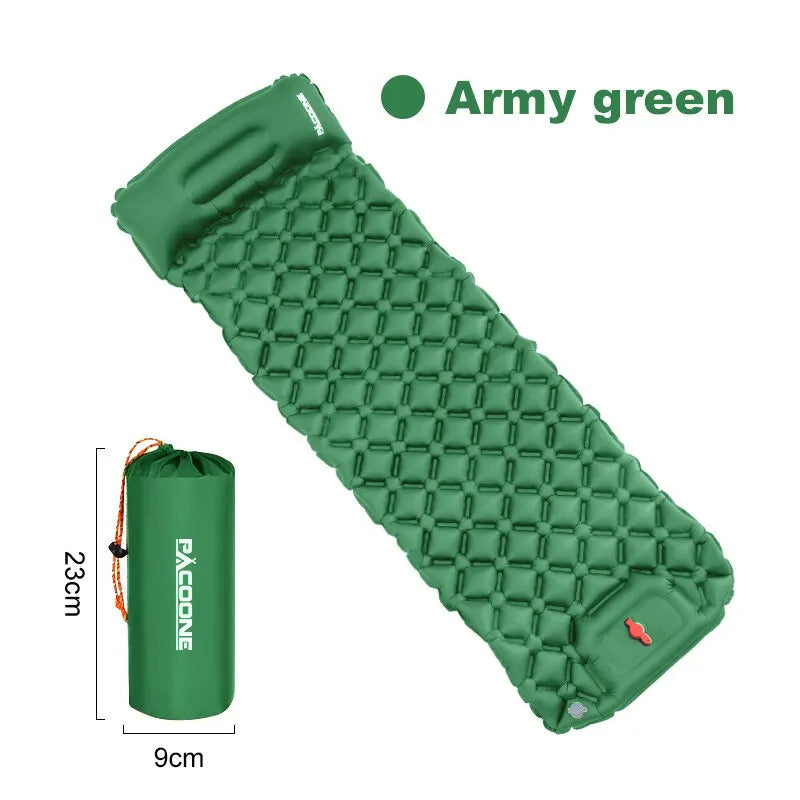 Outdoor Ultralight Inflatable Camping Mattress - Sleeping Pad with Pillows and Built-In Inflator Pump for Hiking