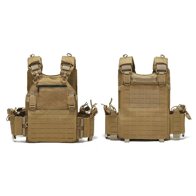 New Combat Vest 6094 – Lightweight Quick Release Laser Cut Tactical Gear for Hunting, Black Tactical Vest