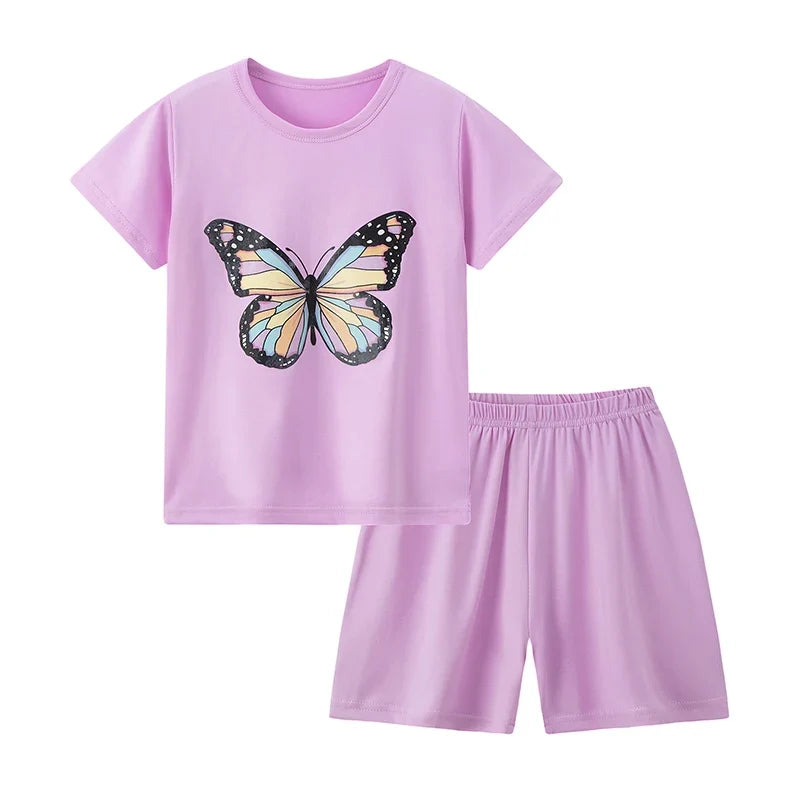 Kids' 2-Piece Summer Outfit Set - Cute Short Sleeve Top and Shorts for Boys & Girls
