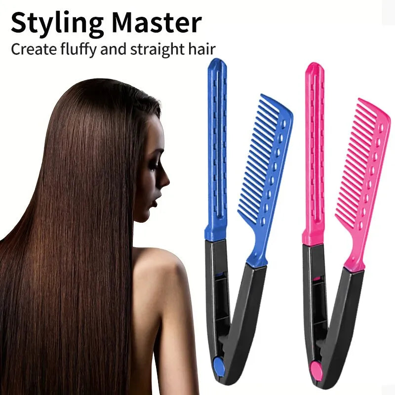 V-Shaped Flat Comb Hairpin: Salon Hair Brush Comb for Hairdressing Styling - Fluffy Anti-Static Rolling Curly Comb for Household