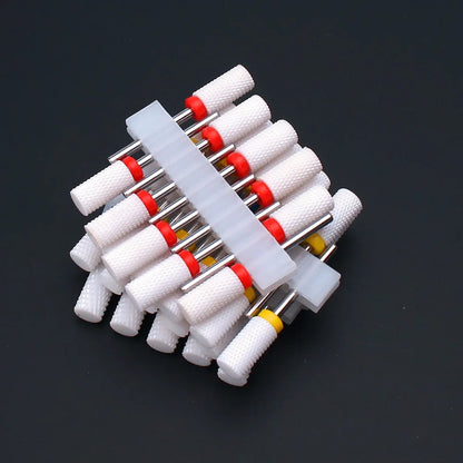 10pcs Ceramic Nail Drill Bits Set - Milling Cutter for Electric Manicure - Flame Corn Files Pedicure Machine Polish Accessories