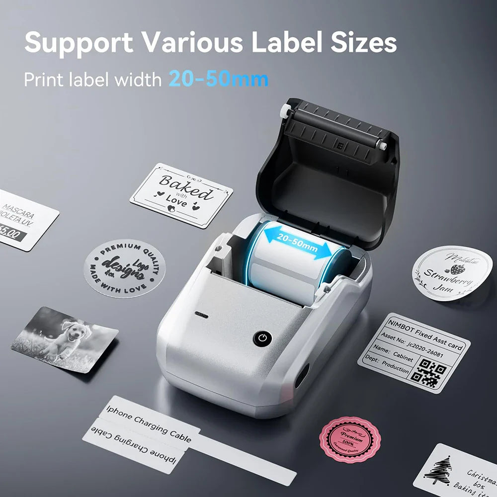 NIIMBOT B1 Portable 2-Inch Thermal Label Printer with Adhesive Tapes Bluetooth Mini Sticker Maker for Smartphone & PC