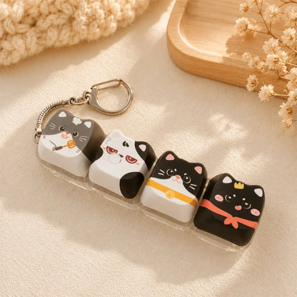 Cute Cat Relax Keycap Fidget Toy - Kawaii 4-Key Keyboard Keychain & Bag Charm Gift