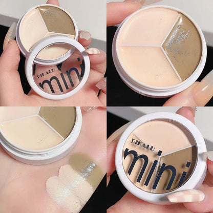 3-Color Concealer Cream Palette – Full Coverage for Acne, Dark Circles & Contour with Brush, Moisturizing Makeup