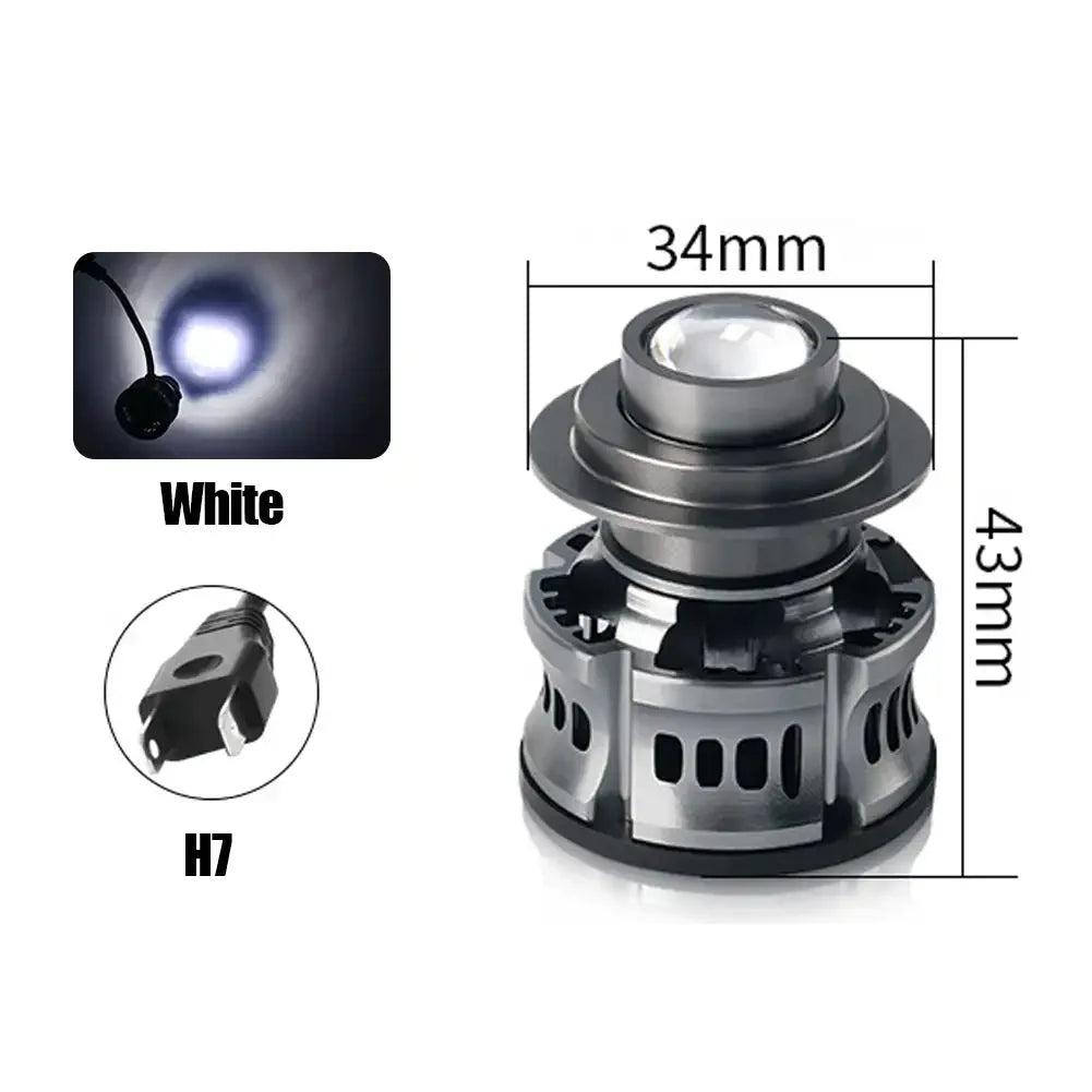 Laser Lens Car Headlight & Fog Light Bulb – H7/H8/H9/H11/9006 HB4 LED, White/Yellow/Ice Blue