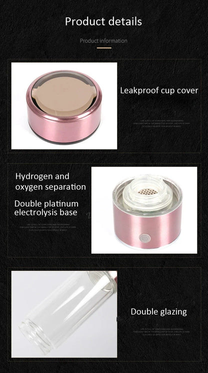 SPE/PEM Portable Hydrogen Water Generator – Alkaline Ionizer Bottle for Pure H2 Rich Electrolyzed Drinking Water