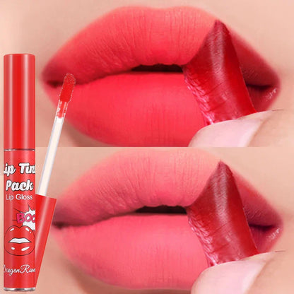 Peel-Off Waterproof Lip Gloss & Lip Stain – Long Lasting Non-Stick Matte Liquid Lipstick, Rose Tint Tattoo Effect Makeup for Bold Color Lips
