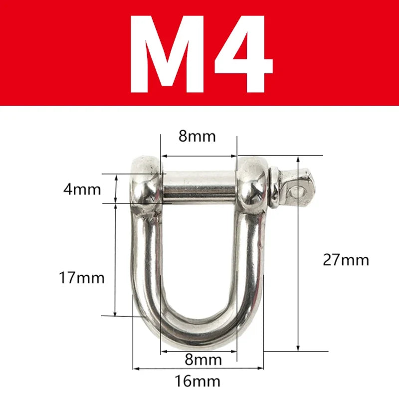304 Stainless Steel D Shackle - Straight Short Rigging Hook for Boat & Marine Hardware