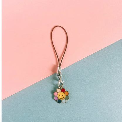 Enamel Flower Phone Lanyard - Floral Keychain Strap Bag Pendant Accessory Gift for Girls