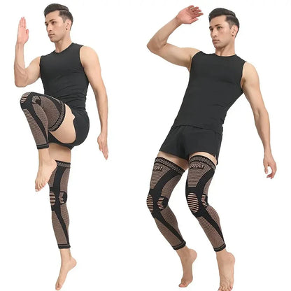 Copper Compression Knee Sleeves – Stretchable Breathable Knee Brace Support for Full Leg Stability, Pain Relief & Sports Recovery Knit Fabric