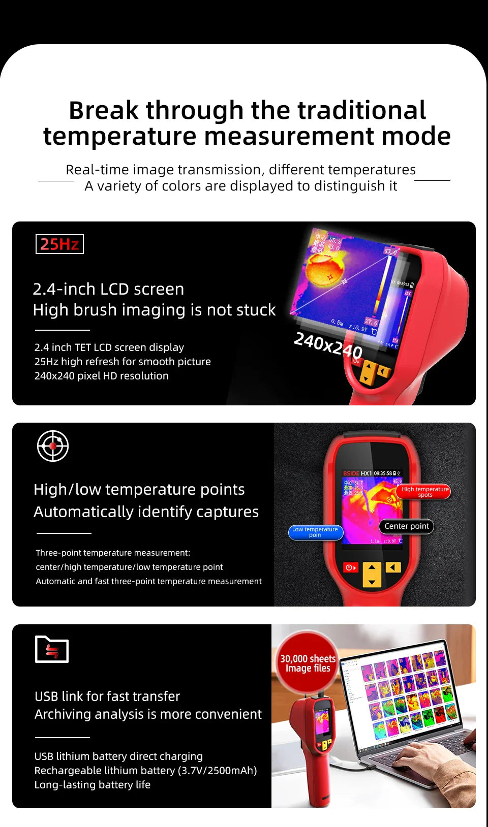 New Style Thermal Imaging Camera – 240x240 Infrared Temperature Meter for PCB Repair & Industrial Pipeline Detection