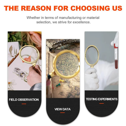 10X Handheld Magnifying Glass with Wooden Handle – 60/70mm Reading Loupe for Home, Learning & Fault Finding Inspection