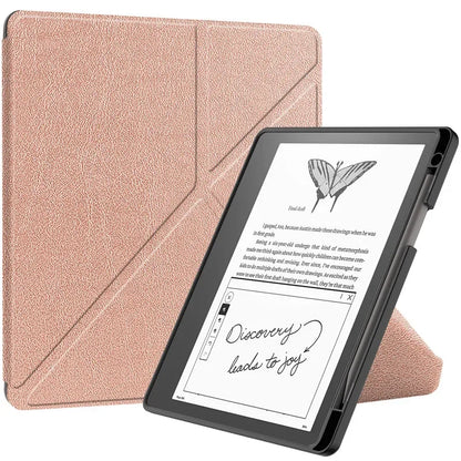 Kindle Scribe 2024 10.2″ Case — PU Leather Multi-Folding Stand with Smart Auto Wake/Sleep and Pencil Holder Ebook Cover