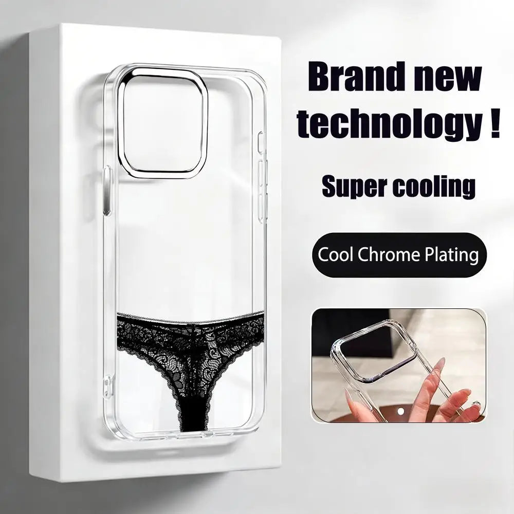 Funny Pattern iPhone Case - Transparent Protective Cover with Chrome Button & Camera Ring