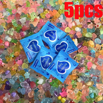 60pcs Glow-in-the-Dark Mini Resin Animals & Mushrooms — Blind Bags for Fairy Garden Decor, Micro Landscape & Birthday Surprise Gifts